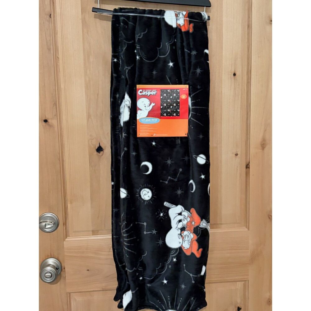 Casper Ghost Wendy Celestial Moon Stars Halloween Soft Plush Throw 50" x 70" NWT